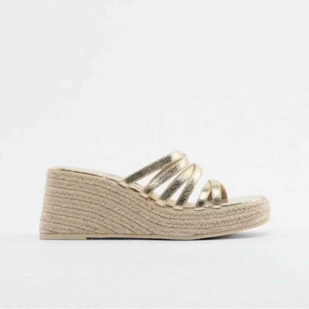 ZARA STRAP WEDGE SANDALS - Picture 2 of 7